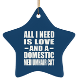 All I Need Is Love And A Domestic Mediumhair Cat - Star Ornament