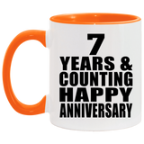 Happy 7th Anniversary 7 Years & Counting - 11oz Accent Mug Orange