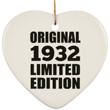 92nd Birthday Original 1932 Limited Edition - Heart Ornament