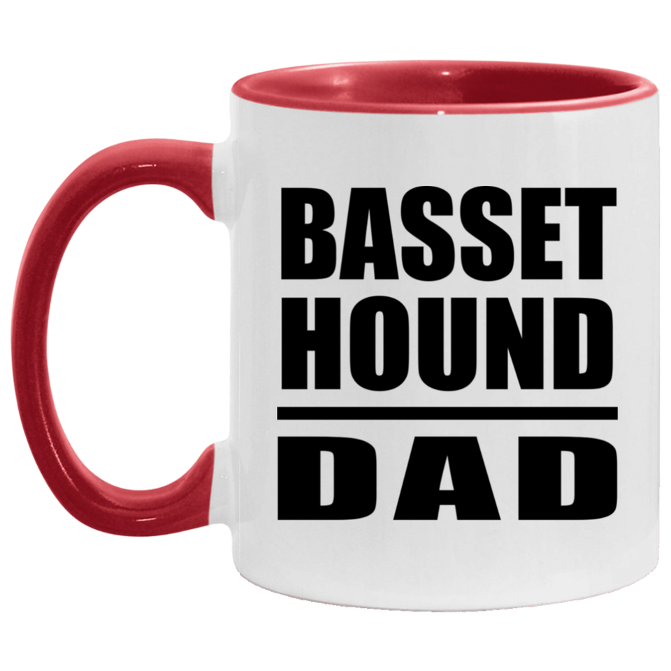 Basset Hound Dad - 11oz Accent Mug Red