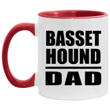 Basset Hound Dad - 11oz Accent Mug Red