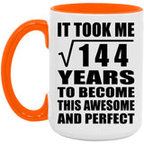 12th Birthday Took Square Root of 144 Years To Awesome - 15oz Accent Mug Orange