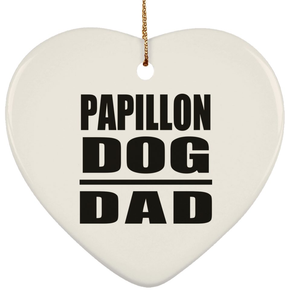Papillon Dog Dad - Heart Ornament