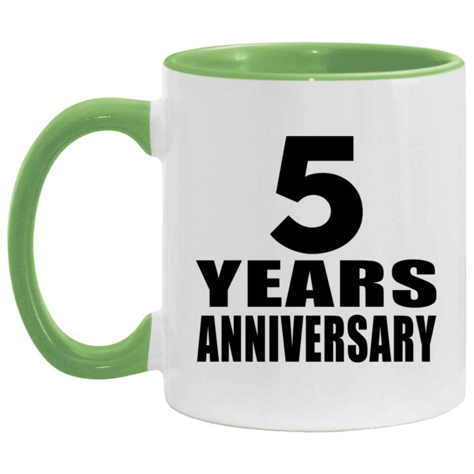 5th Anniversary 5 Years - 11oz Accent Mug Green