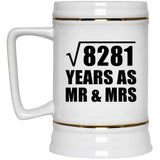 91st Anniversary Square Root of 8281 Years As Mr & Mrs - Beer Stein
