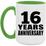 16th Anniversary 16 Years Anniversary - 15oz Accent Mug Green