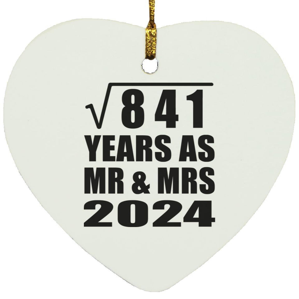 29th Anniversary Square Root of 841 Years As Mr & Mrs 2024 - Heart Ornament