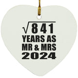 29th Anniversary Square Root of 841 Years As Mr & Mrs 2024 - Heart Ornament