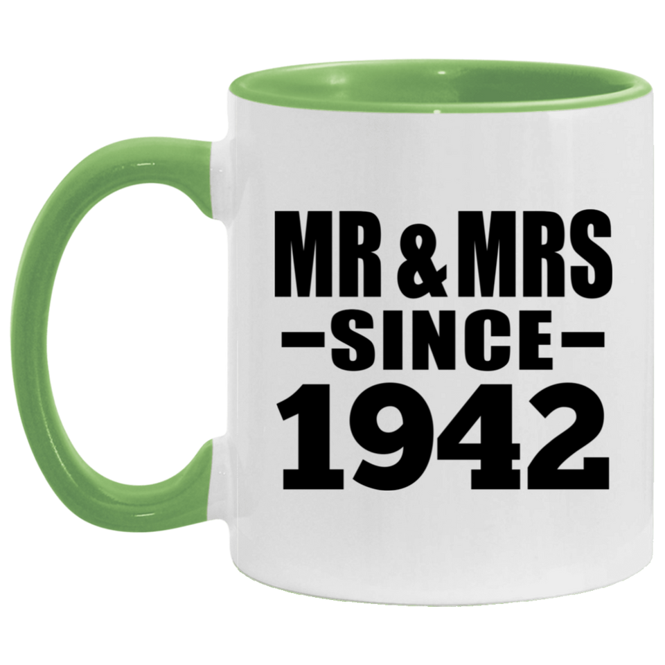 82nd Anniversary Mr & Mrs Since 1942 - 11oz Accent Mug Green