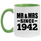 82nd Anniversary Mr & Mrs Since 1942 - 11oz Accent Mug Green
