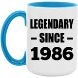 38th Birthday Legendary Since 1986 - 15oz Accent Mug Blue