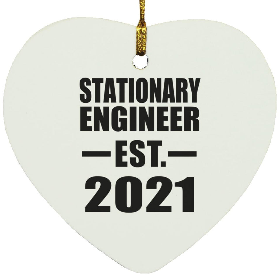 Stationary Engineer Established EST. 2021 - Heart Ornament
