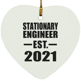 Stationary Engineer Established EST. 2021 - Heart Ornament