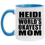 Heidi World's Okayest Mom - 11oz Accent Mug Blue