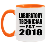 Laboratory Technician Established EST. 2018 - 11oz Accent Mug Orange