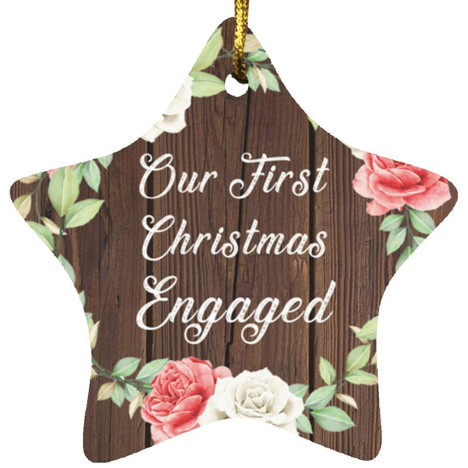 Our First Christmas Engaged - Star Ornament A
