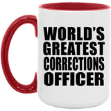 World's Greatest Corrections Officer - 15oz Accent Mug Red