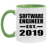 Software Engineer Established EST. 2019 - 11oz Accent Mug Green