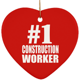 Number One #1 Construction Worker - Heart Ornament