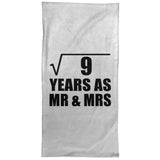 3rd Anniversary Square Root of 9 Years As Mr & Mrs - Hand Towel