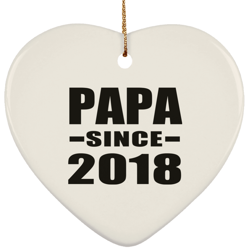 Papa Since 2018 - Heart Ornament