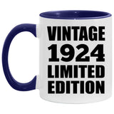 100th Birthday Vintage 1924 Limited Edition - 11oz Accent Mug Purple