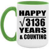 Happy 56th Anniversary Square Root of 3136 Years & Counting - 15oz Accent Mug Green
