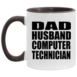 Dad Husband Computer Technician - 11oz Accent Mug Black
