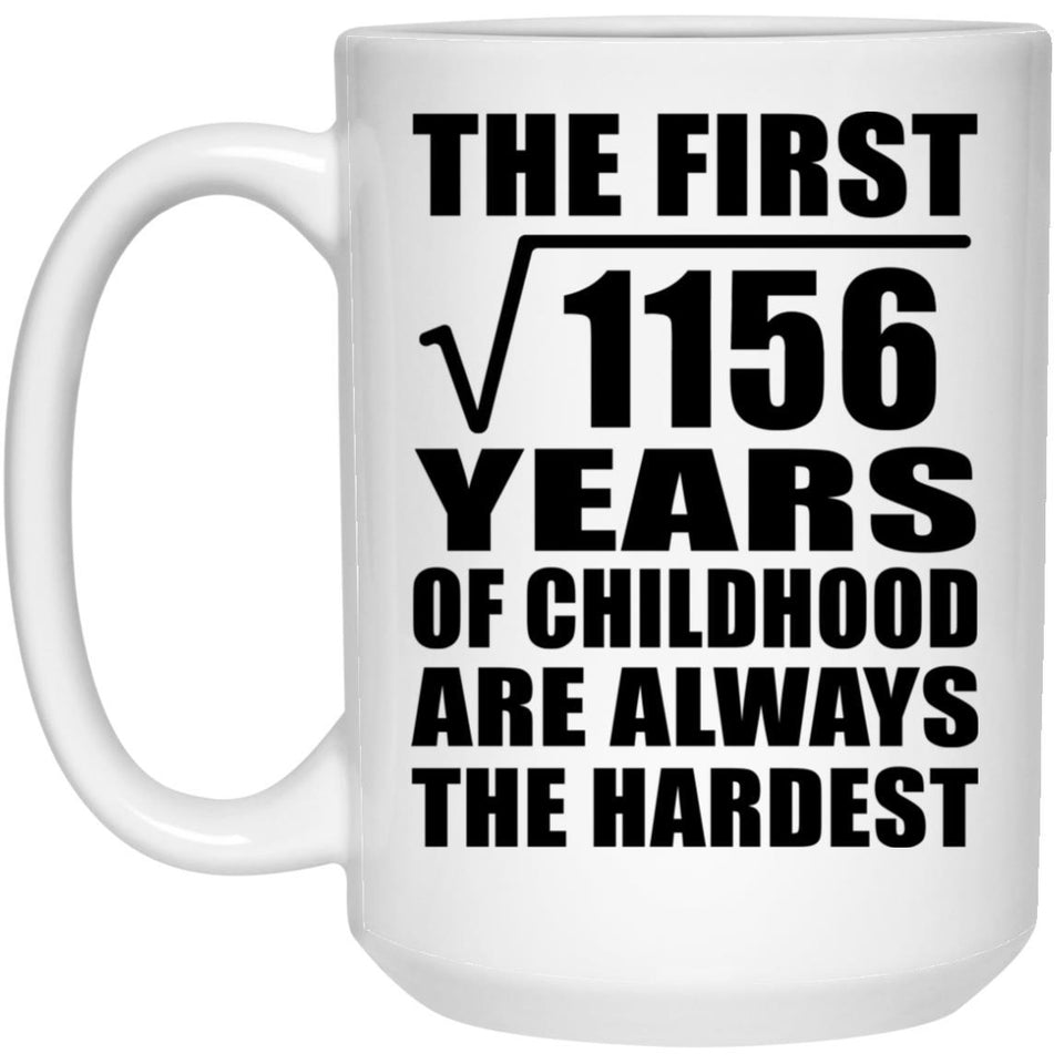 34th Birthday Square Root of 1156 Years of Childhood - 15oz Coffee Mug