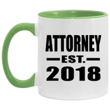 Attorney Established EST. 2018 - 11oz Accent Mug Green