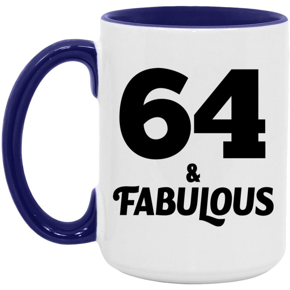 64th Birthday 64 & Fabulous - 15oz Accent Mug Purple
