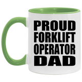 Proud Forklift Operator Dad - 11oz Accent Mug Green