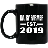 Dairy Farmer Established EST. 2019 - 11oz Coffee Mug Black