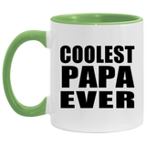 Coolest Papa (Grandpa) Ever - 11oz Accent Mug Green