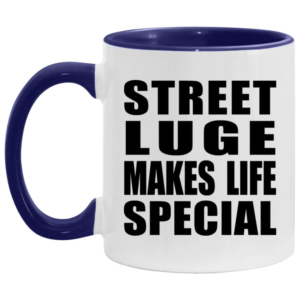 Street Luge Makes Life Special - 11oz Accent Mug Purple