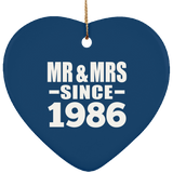 38th Anniversary Mr & Mrs Since 1986 - Heart Ornament