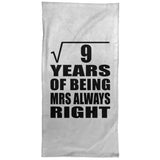 3rd Anniversary Square Root of 9 Years Mrs Always Right - Hand Towel