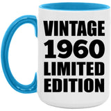 64th Birthday Vintage 1960 Limited Edition - 15oz Accent Mug Blue