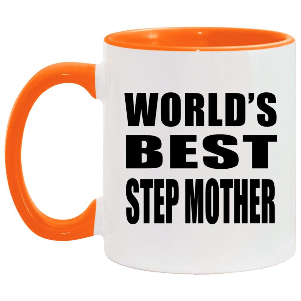 World's Best Step Mother - 11oz Accent Mug Orange
