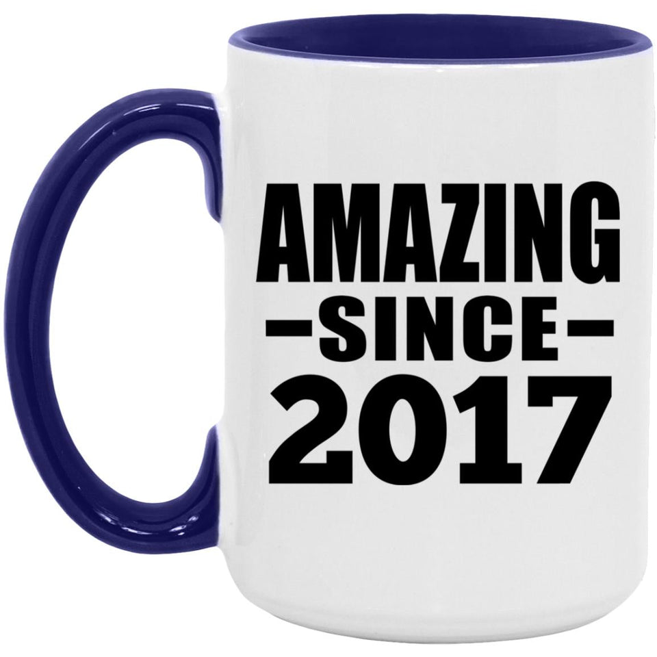 7th Birthday Amazing Since 2017 - 15oz Accent Mug Purple