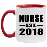 Nurse Established EST. 2018 - 11oz Accent Mug Red