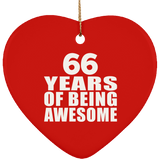 66th Birthday 66 Years Of Being Awesome - Heart Ornament