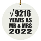 96th Anniversary Square Root of 9216 Years As Mr & Mrs 2022 - Circle Ornament