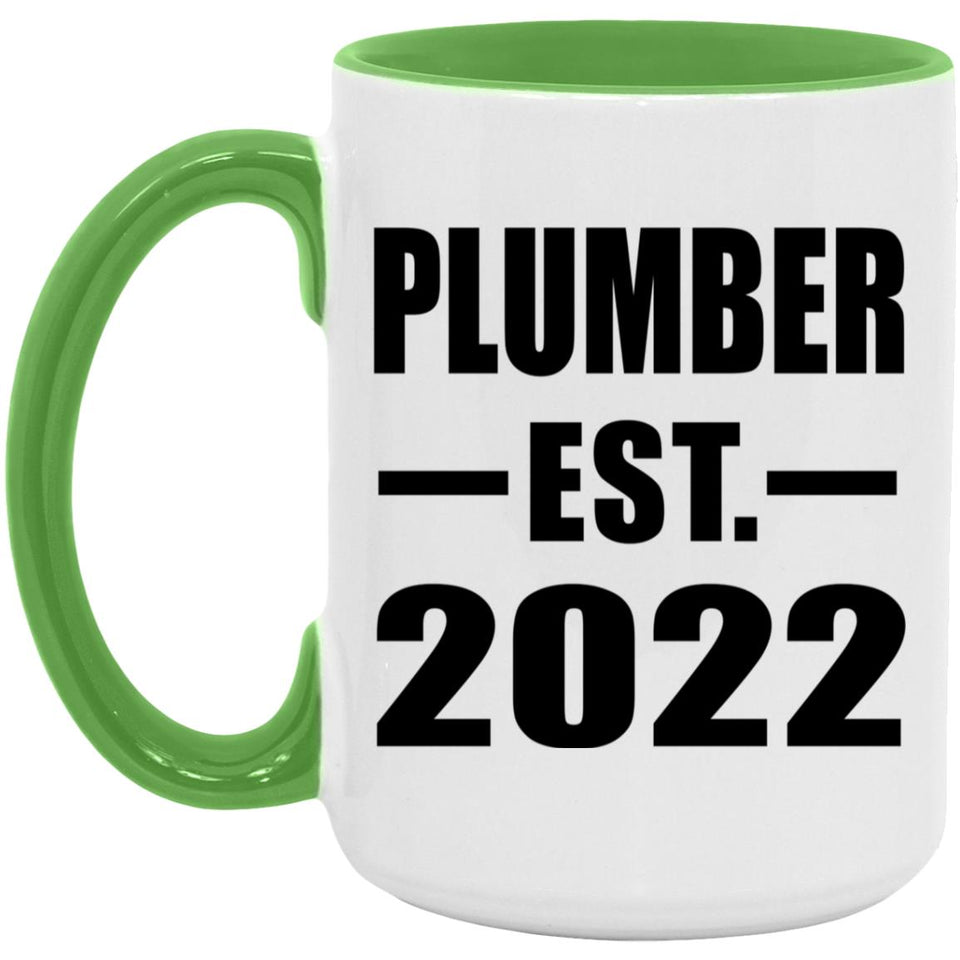 Plumber Established EST. 2022 - 15oz Accent Mug Green