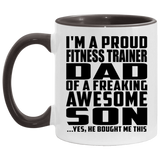 Proud Fitness Trainer Dad Of Awesome Son - 11oz Accent Mug Black