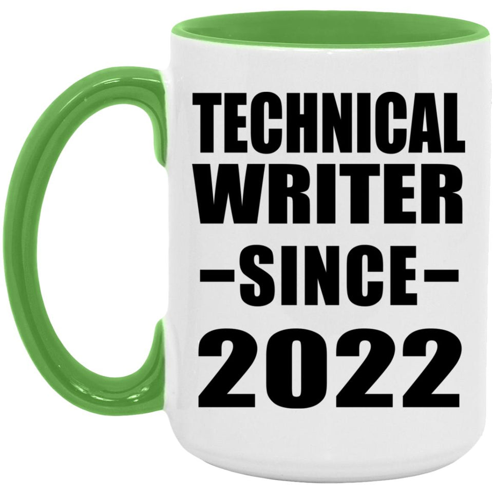 Technical Writer Since 2022 - 15oz Accent Mug Green