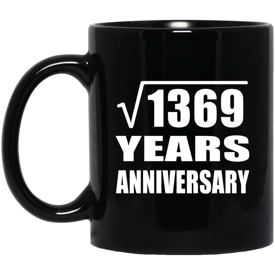 37th Anniversary Square Root of 1369 Years Anniversary - 11oz Coffee Mug Black