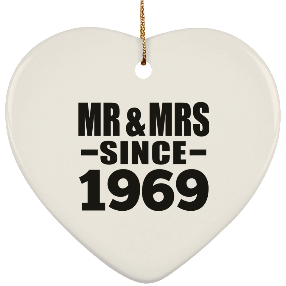 55th Anniversary Mr & Mrs Since 1969 - Heart Ornament