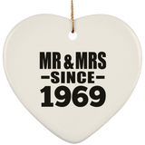 55th Anniversary Mr & Mrs Since 1969 - Heart Ornament