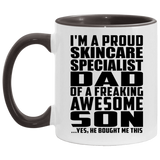 Proud Skincare Specialist Dad Of Awesome Son - 11oz Accent Mug Black